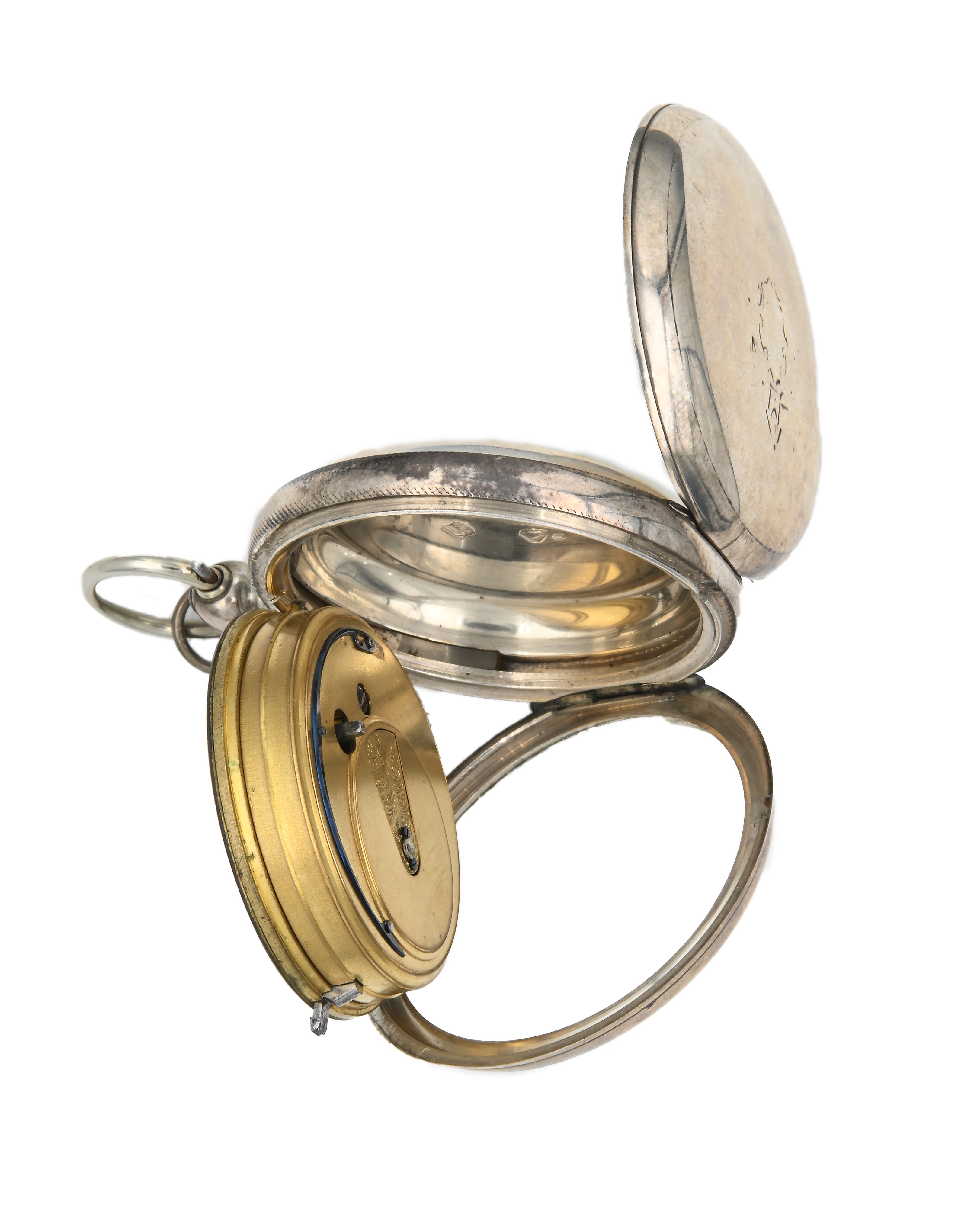 Orologio da tasca a chiavetta da uomo in argento con punzoni Londra 1876. Meccanica a conoide con...