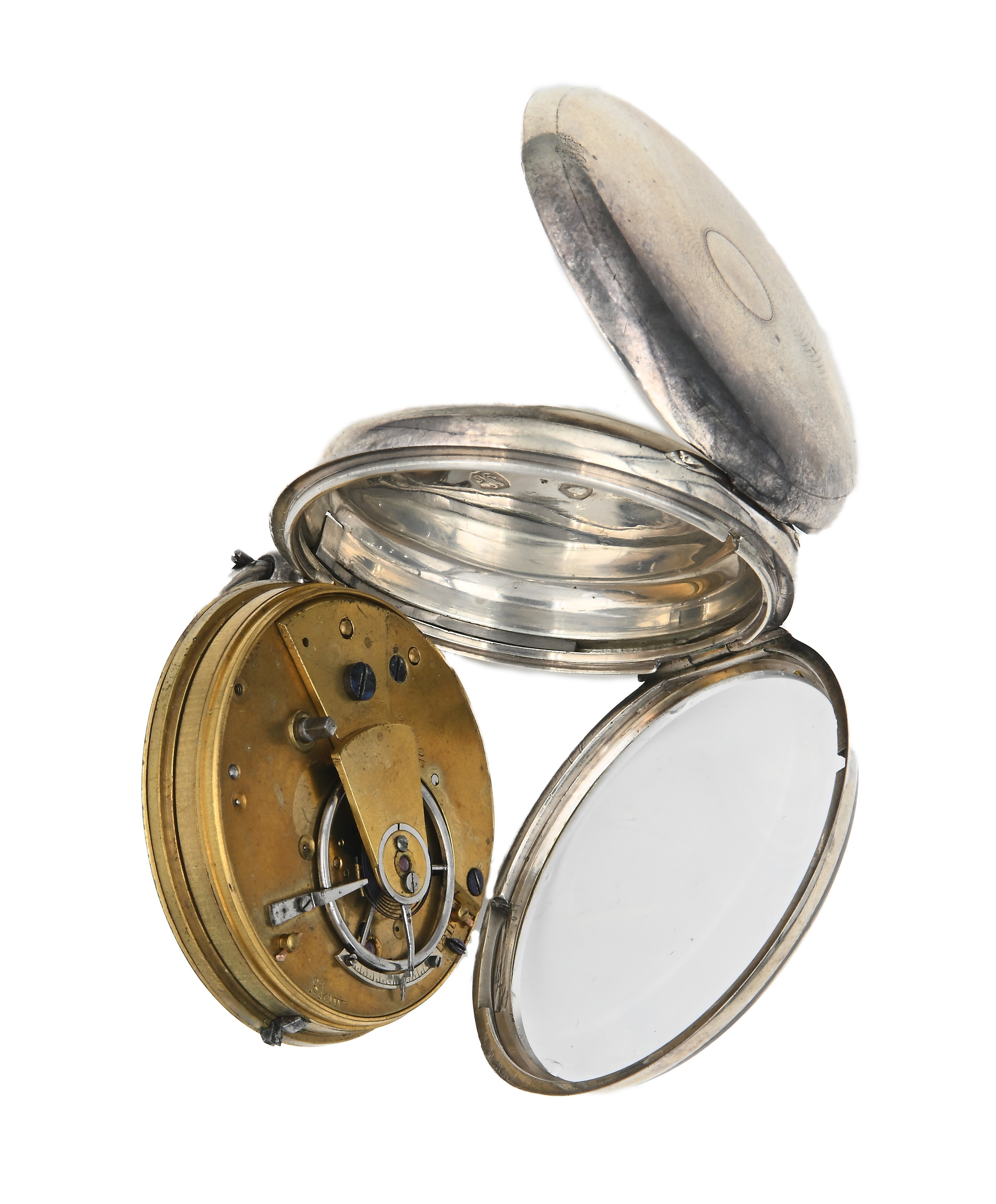 Orologio da tasca da uomo in argento con punzoni Londra 1874. Meccanica a conoide con scappamento...