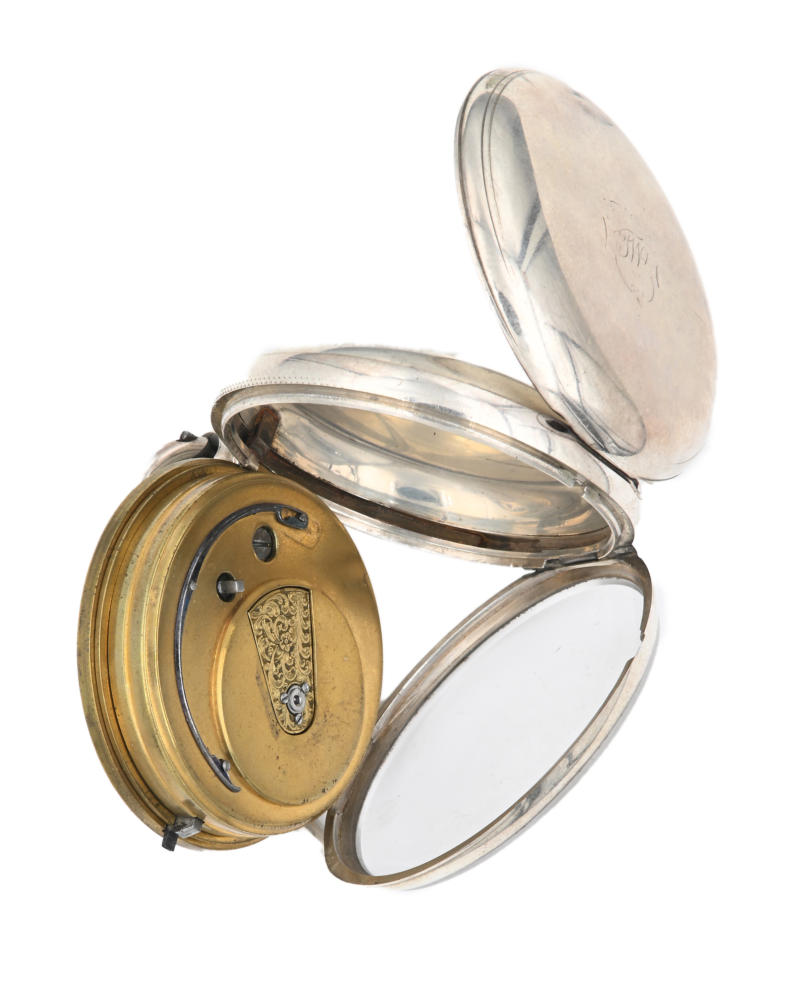 B. Bell Uttoxeter - Orologio da tasca con carica a chiavetta da uomo con cassa in argento incisa ...