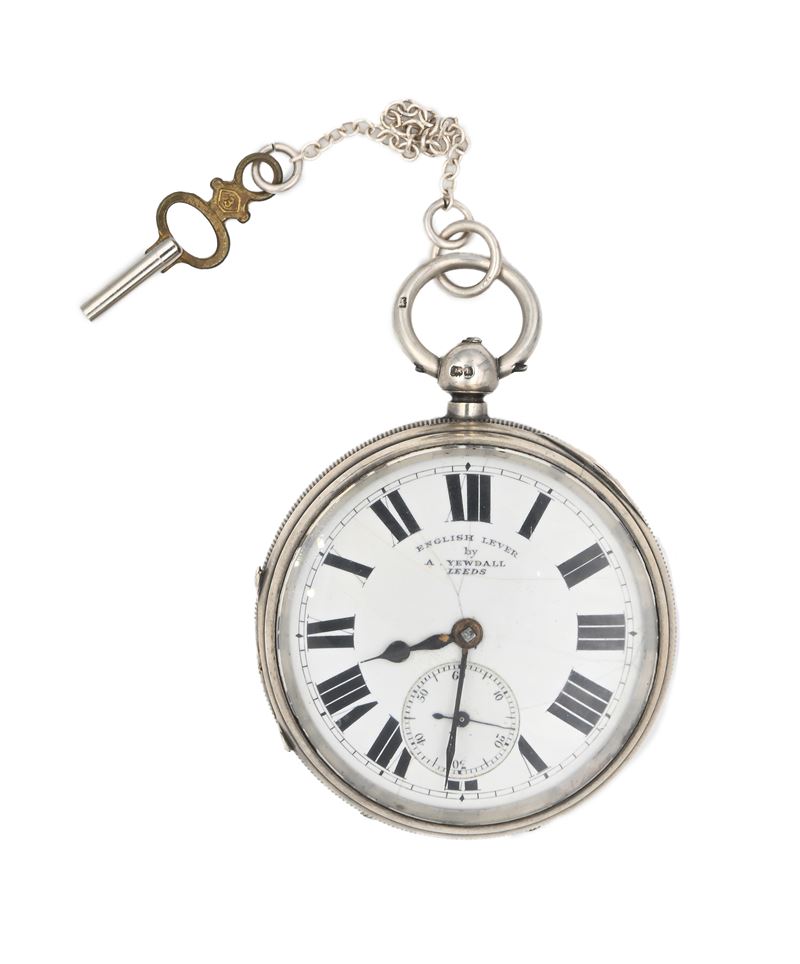 A. Yewdall Leeds - Orologio da tasca da uomo a carica a chiavetta in argento con punzoni Chester ...