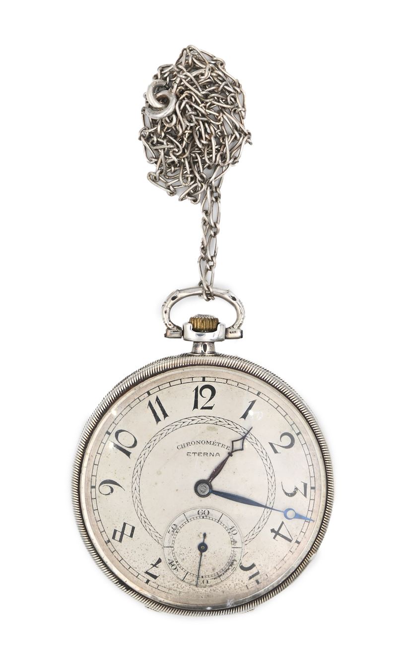 Eterna Chronometre - Orologio da Tasca Remontoir da Uomo in Argento 900/000. Movimento Ad Ancora,...