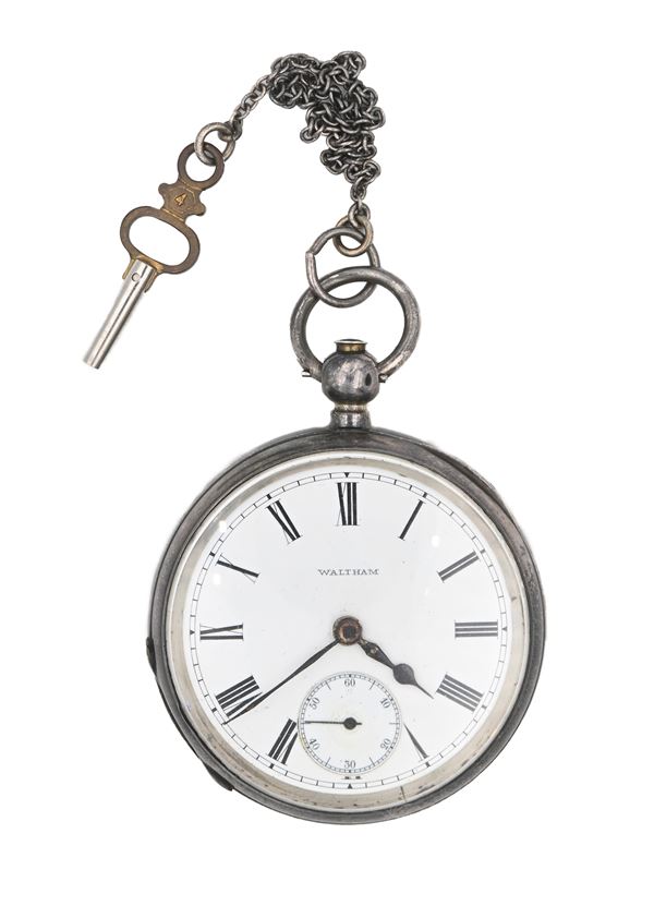 American Watch Co. Waltham Mass. - Orologio da tasca a chiavetta da uomo svizzera in argento 935/000. Meccanica a scappamento ad ancora con bilanciere bimetallico e spirale Breguet