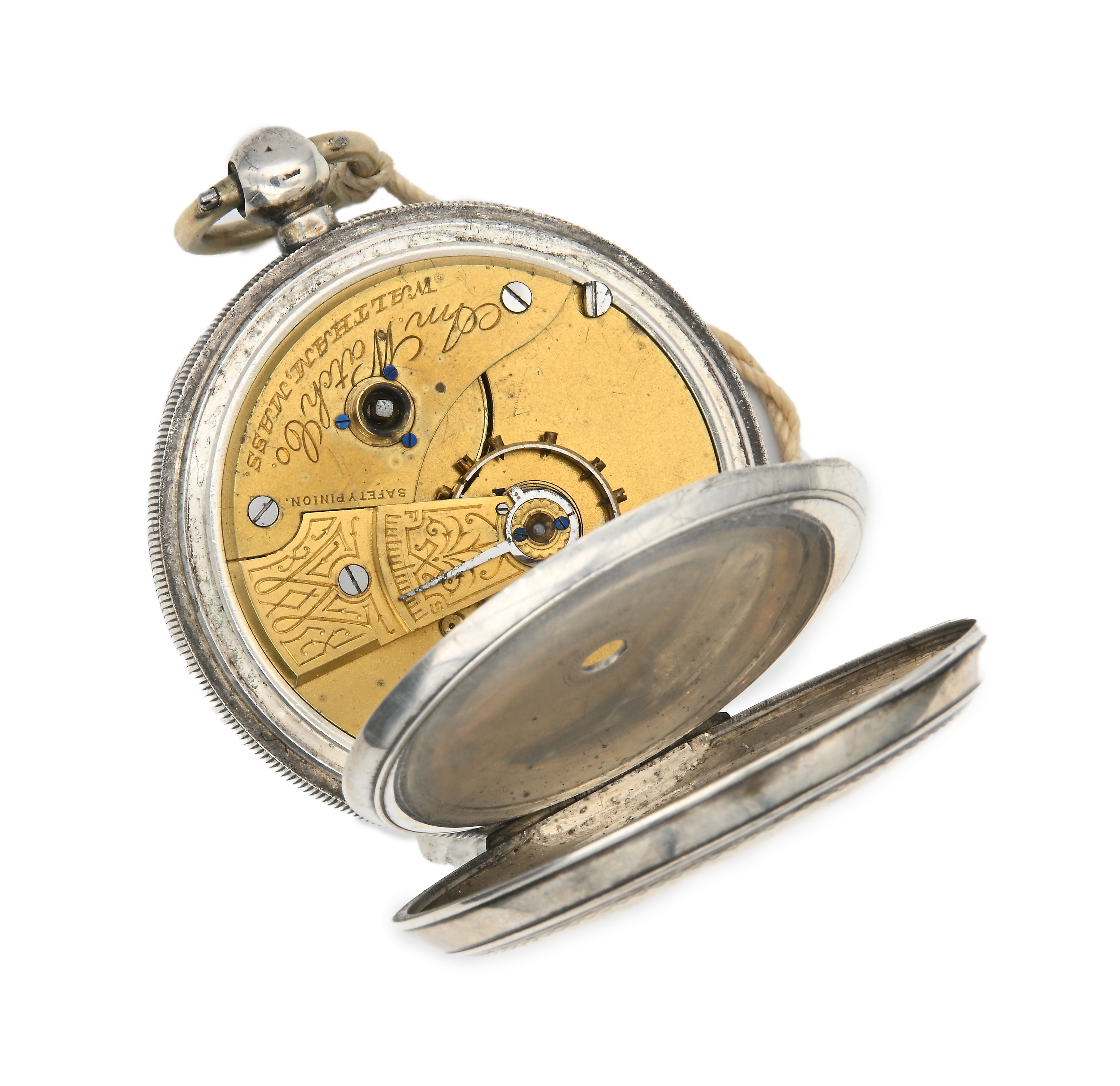 American Watch Co. Waltham Mass. - Orologio da tasca a chiavetta da uomo in argento con punzoni B...