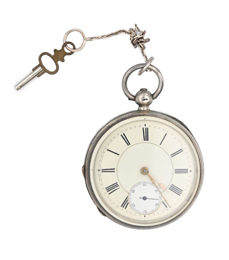 Waltham Mass. - Orologio da tasca a chiavetta da uomo in argento con punzoni Birmingham 1885. Sca...