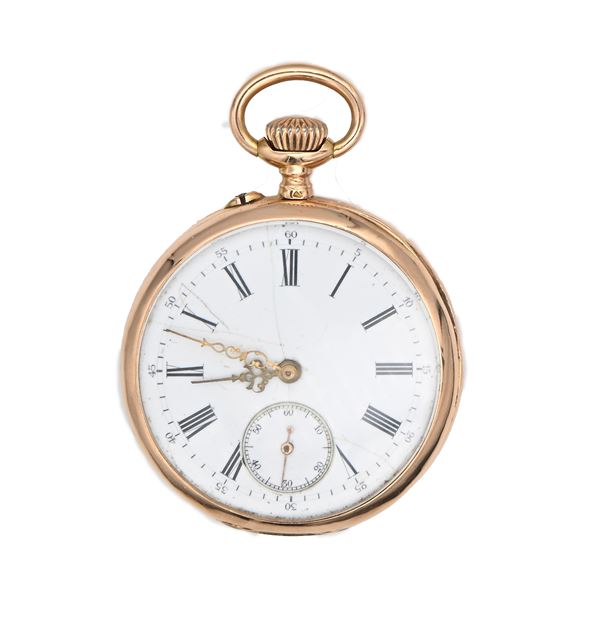 Gustave Roger Sandoz a Paris - Orologio da tasca remontoir da uomo in oro con stemma nobiliare inciso sulla cassa. Scappamento ad ancora bilanciere bimetallico spirale piana