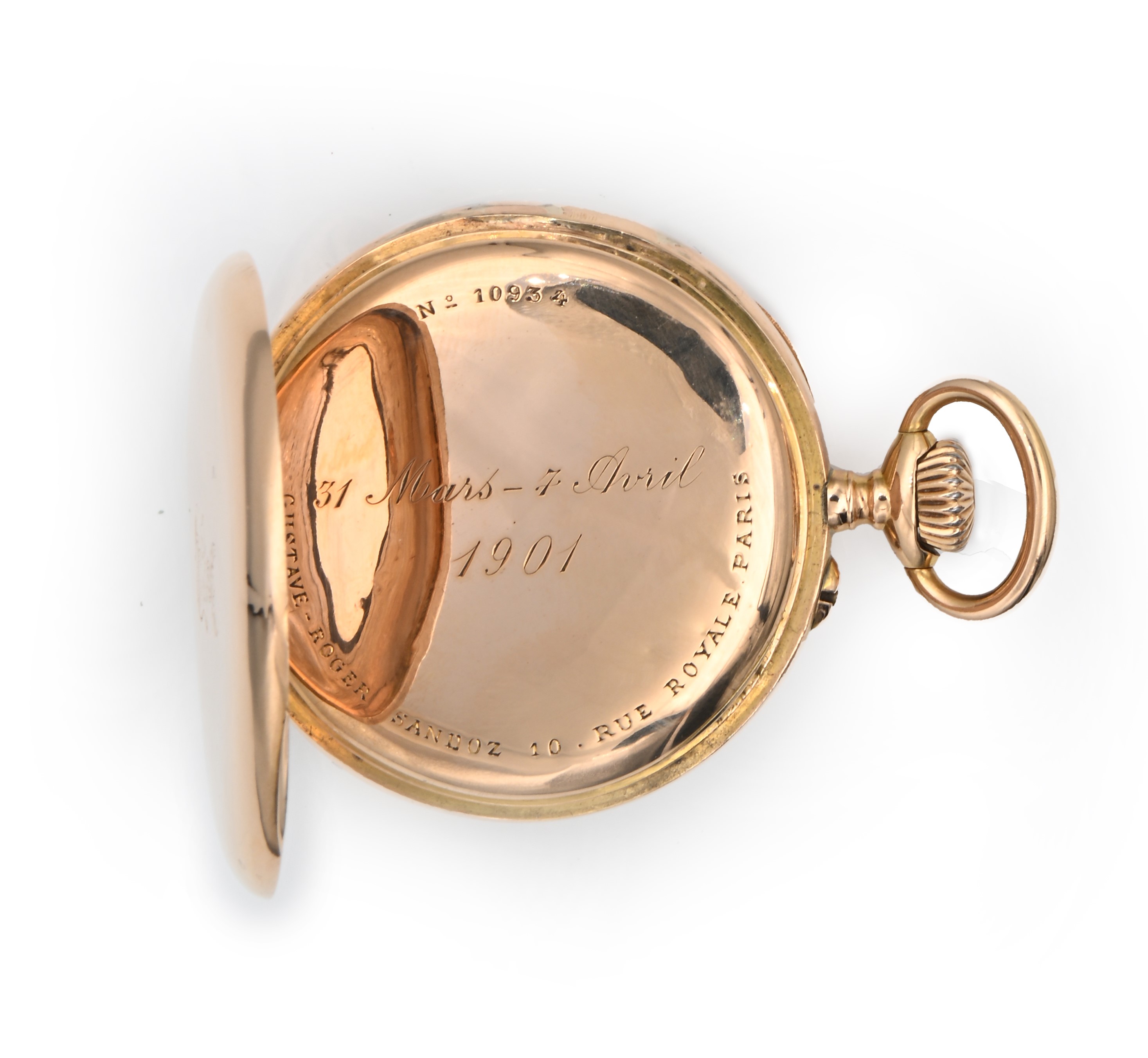 Gustave Roger Sandoz a Paris - Orologio da Tasca Remontoir da Uomo in Oro con Stemma Nobiliare In...