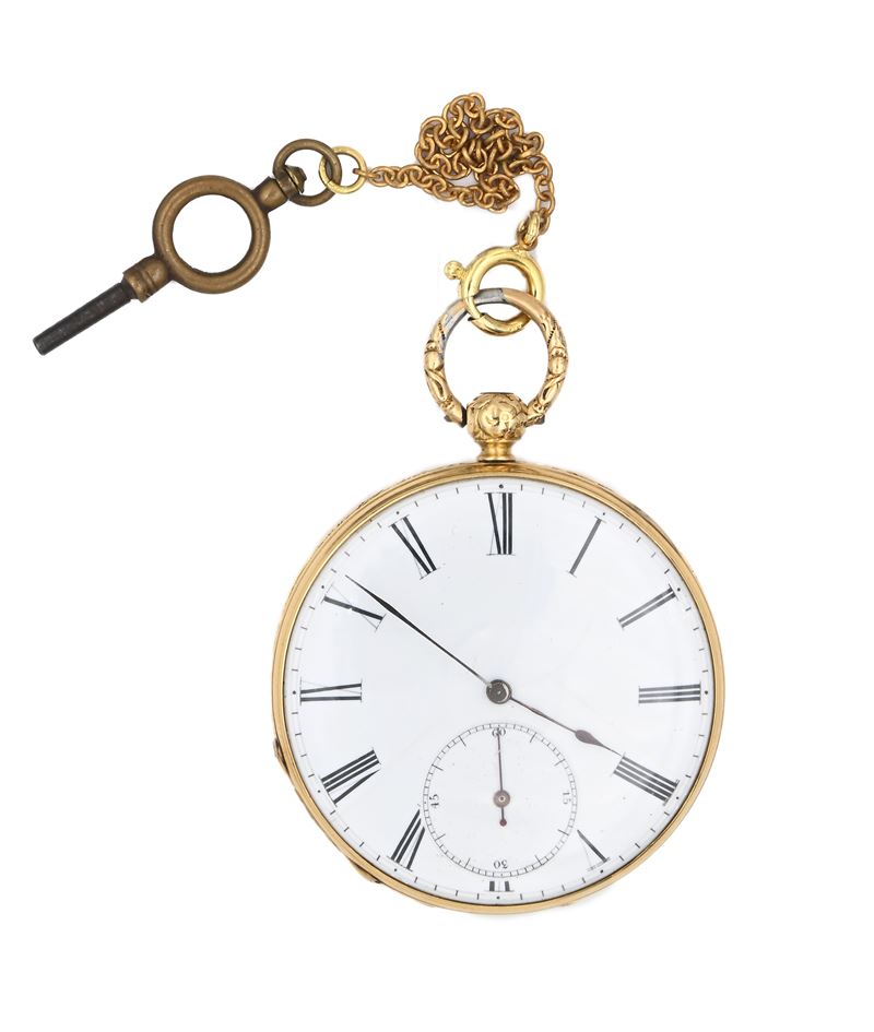 Charles a Geneve - Orologio da tasca da uomo in oro 18 Kt con cassa incisa e carica a chiavetta. ...