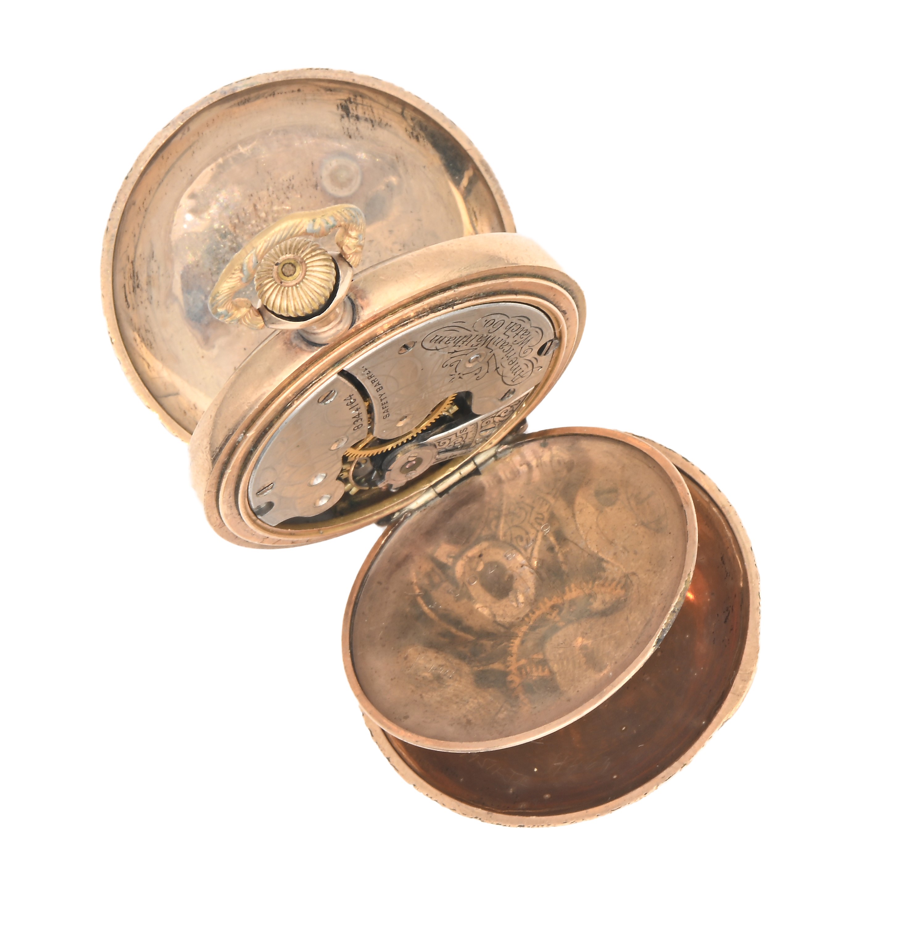 American Waltham Watch Co. - Orologio da tasca remontoir a savonette in metallo laminato in oro. ...