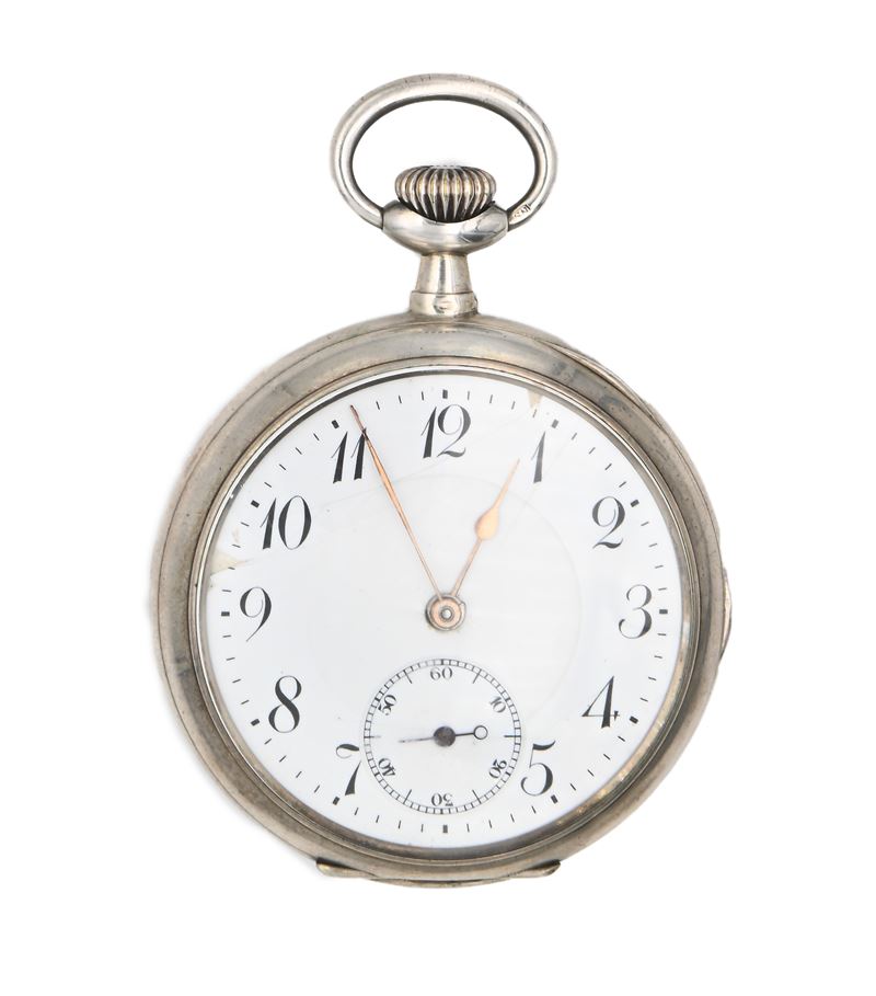 Orologio da tasca ripetizione ore e quarti remontoir da uomo in argento 800/000. Scappamento ad a...