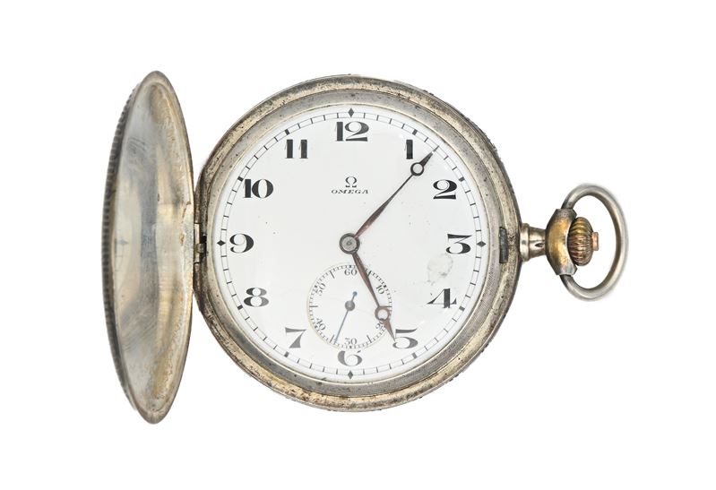 Omega - Orologio da Tasca a Savonette Remontoir da Uomo in Argento 900/000 Niellato. Bilanciere B...