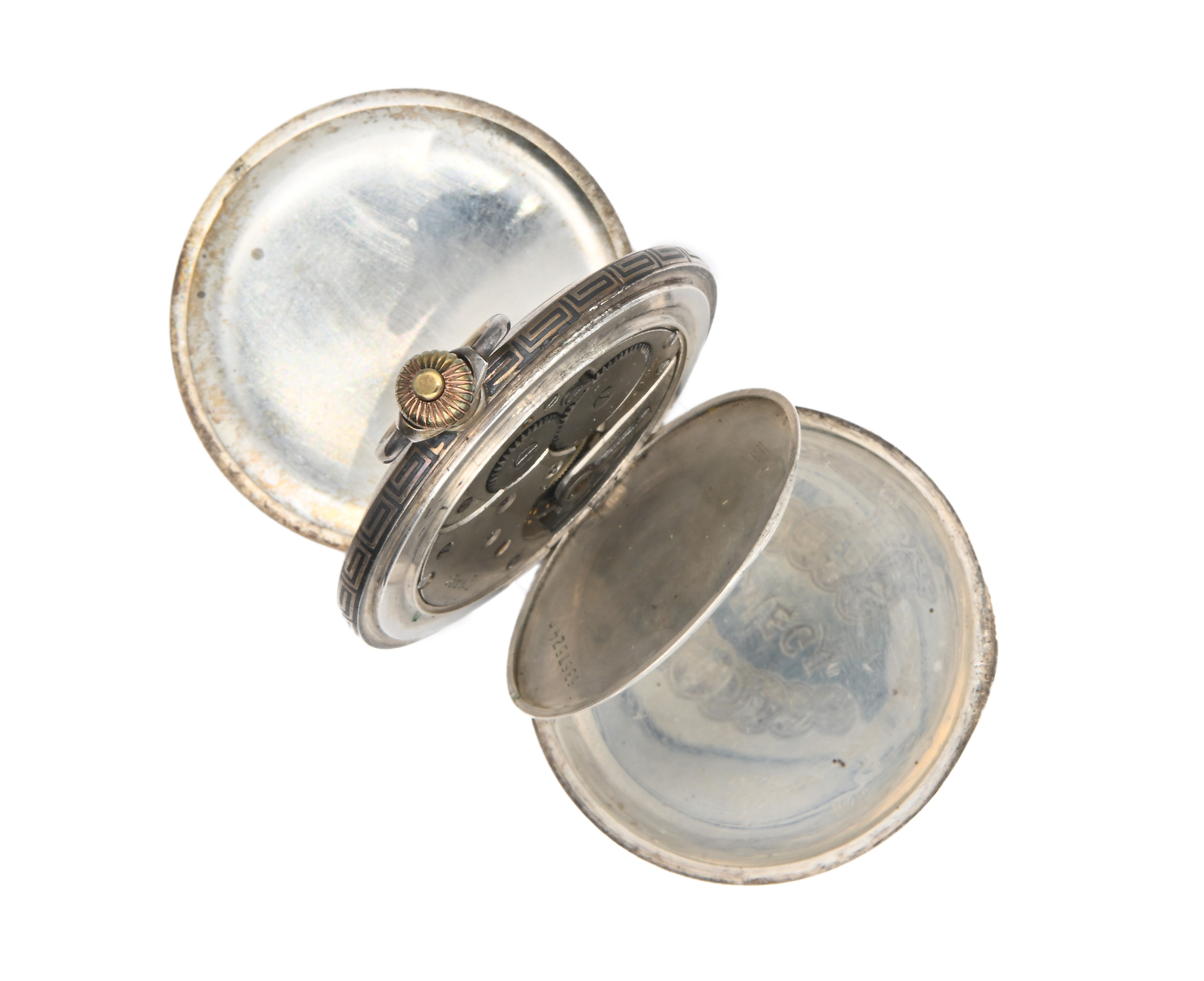 Omega - Orologio da tasca a savonette remontoir da uomo in argento 900/000 niellato. Bilanciere b...