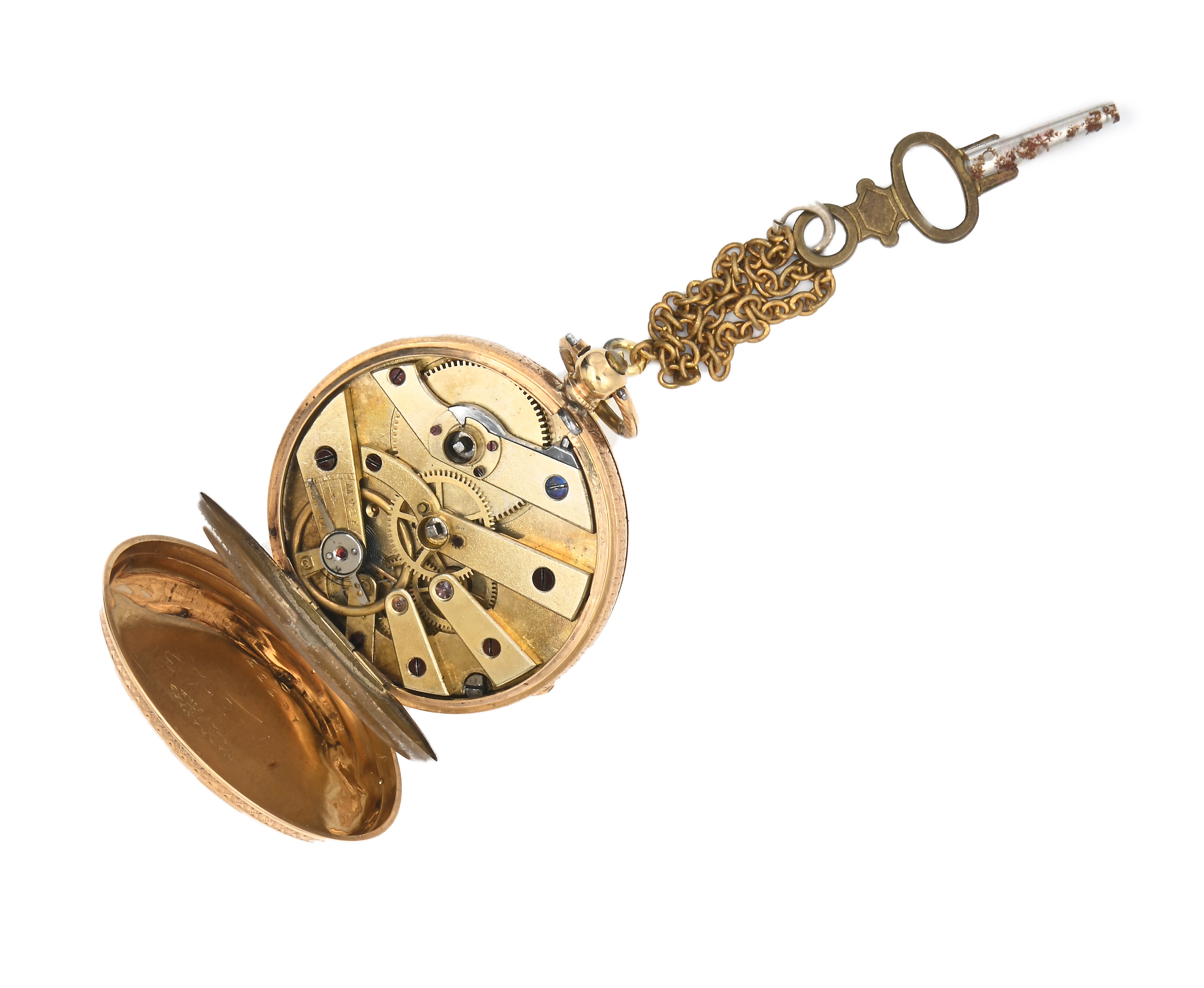 Anonimo - Orologio da tasca da uomo in oro 18 Kt con carica a chiavetta. Quadrante in metallo e c...