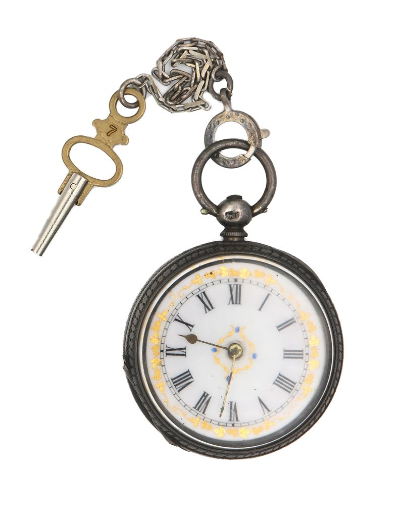 Orologio da Tasca da Uomo in Argento con Punzoni Londra 1879. Scappamento a Cilindro con Spirale ...