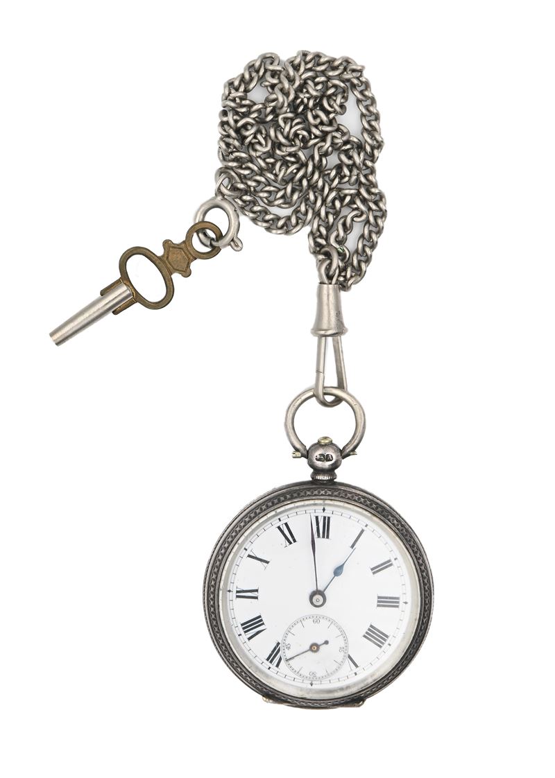 DF &Co - Orologio da tasca a chiavetta da uomo in argento con punzoni Chester 1884. Meccanismo a ...