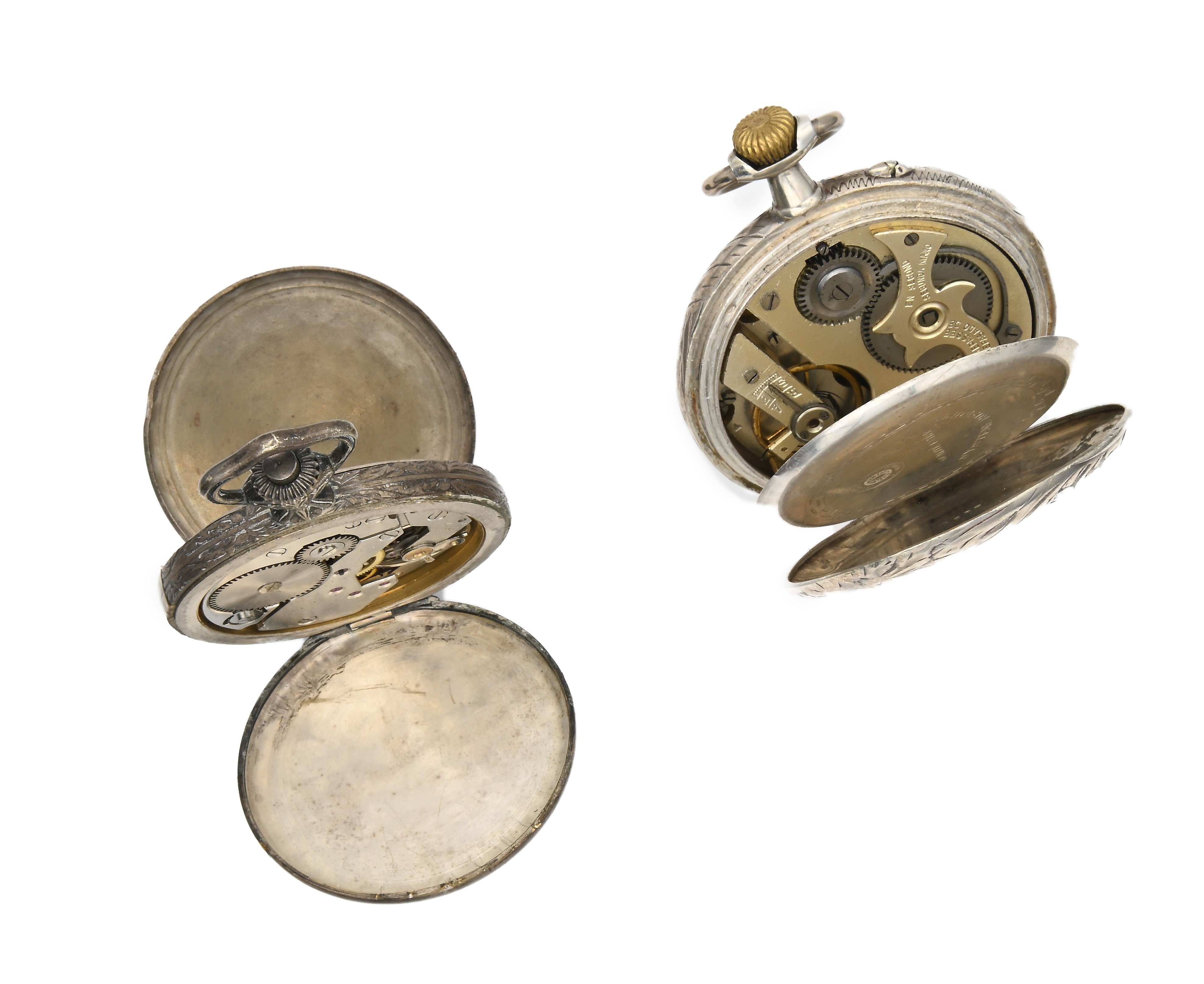 Audax & Labor - Orologio da tasca remontoir da uomo in argento 800/000 con cavallo inciso sulla c...