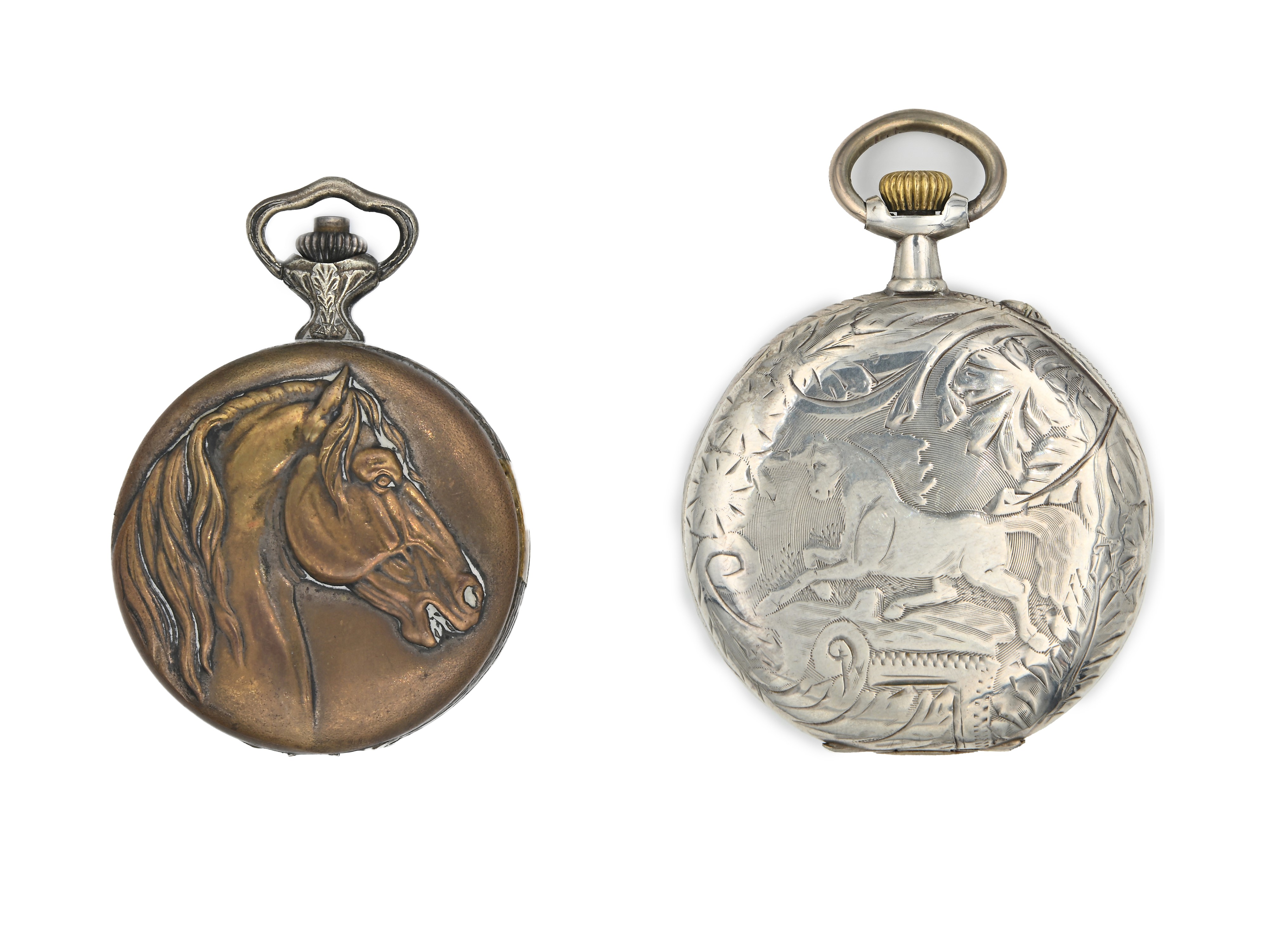 Audax & Labor - Orologio da tasca remontoir da uomo in argento 800/000 con cavallo inciso sulla c...