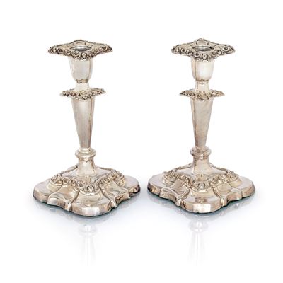 Coppia di Candelieri in Argento (appesantito), Birmingham 1900