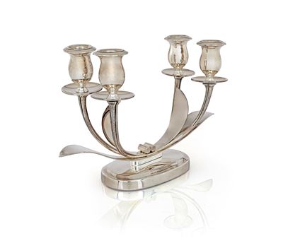 Candelabro a Quattro Luci in Argento Massiccio 925/000, Giuseppe Silva, Milano
