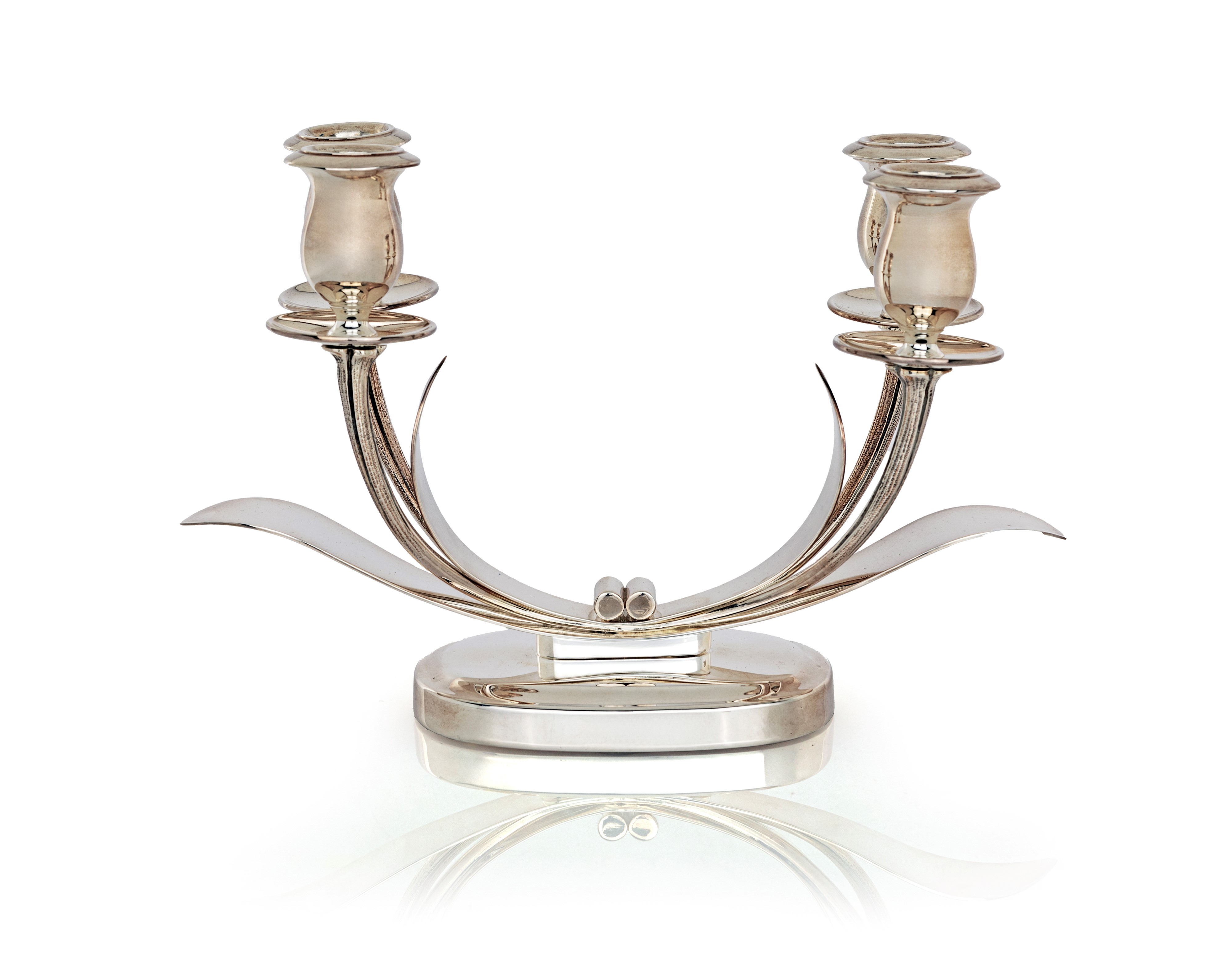 Candelabro a Quattro Luci in Argento Massiccio 925/000, Giuseppe Silva, Milano