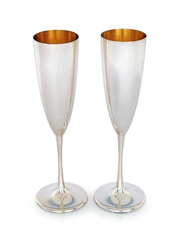 Coppia di flutes in argento 800/000