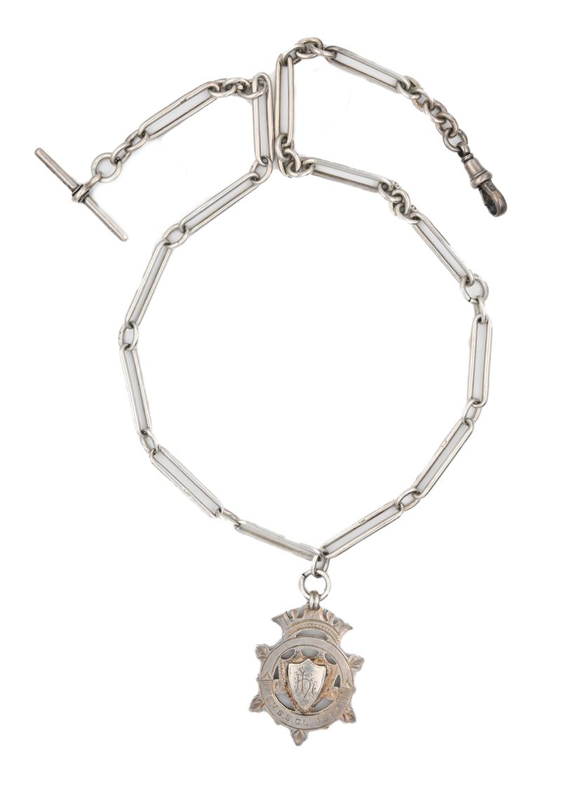Catena da Orologio in Argento con Pendente Punzoni Birmingham