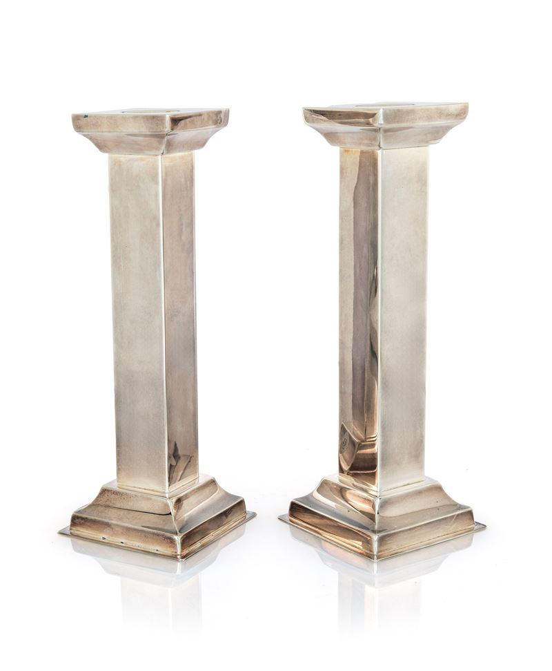 Coppia di Candelieri in Argento Massiccio 925/000