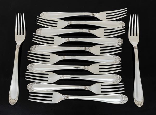 Dodici forchette da pasto, Enrico Goretta Alessandria per Bottega dell'Argento