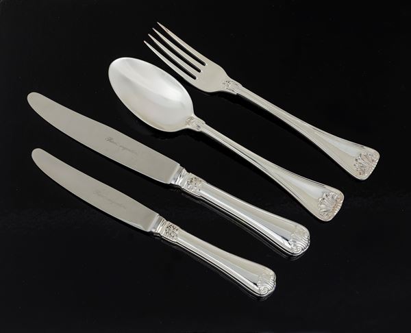 Servizio di posate per 6 "conchiglia", Argentiere Ricci, Alessandria