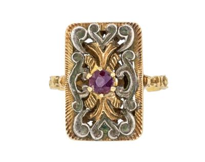 Anello Antico in Oro Giallo con Rubino