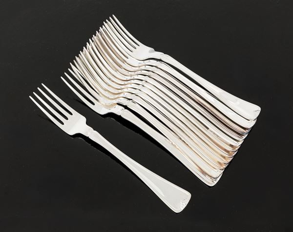 Dodici forchette in argento 800/000 mod. "Tintoretto"