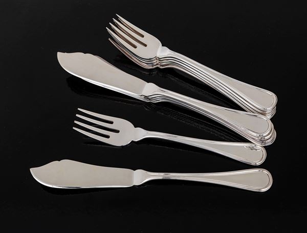 Servizio da pesce (12 pz.) in argento 800/000