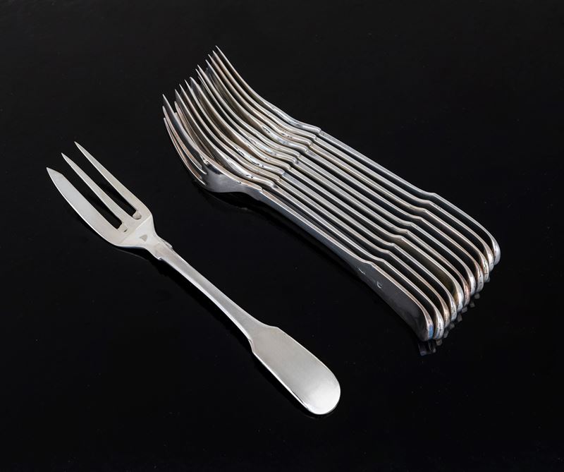 Dodici Forchette da Dolce in Argento 800/000