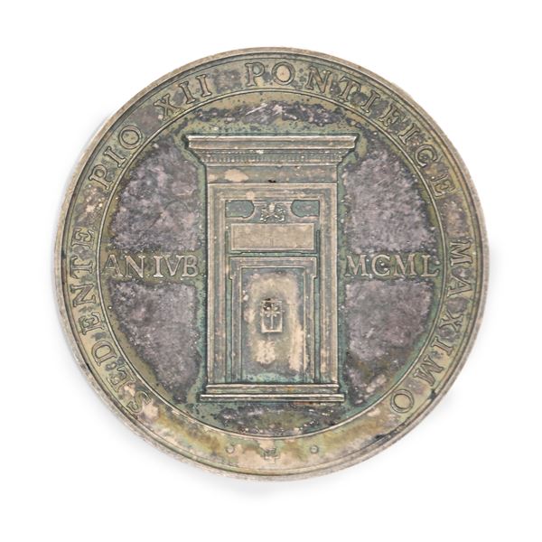 Medaglia in argento per l'apertura e la chiusura della Porta Santa della Basilica Lateranense dell'Anno Santo 1950 Pio XII Città del Vaticano