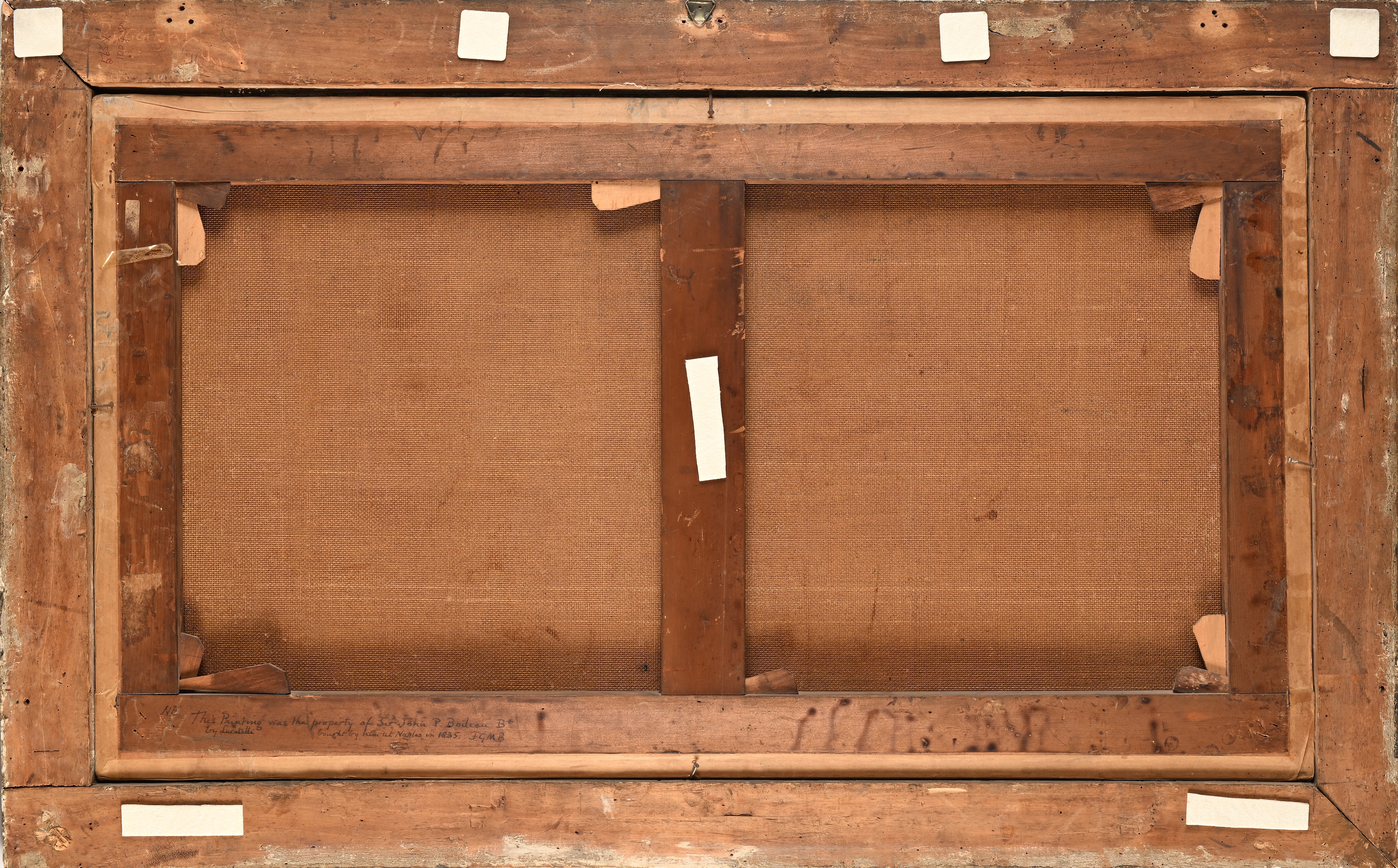 Paesaggio fluviale con figure al fontanile e borgo in lontananza