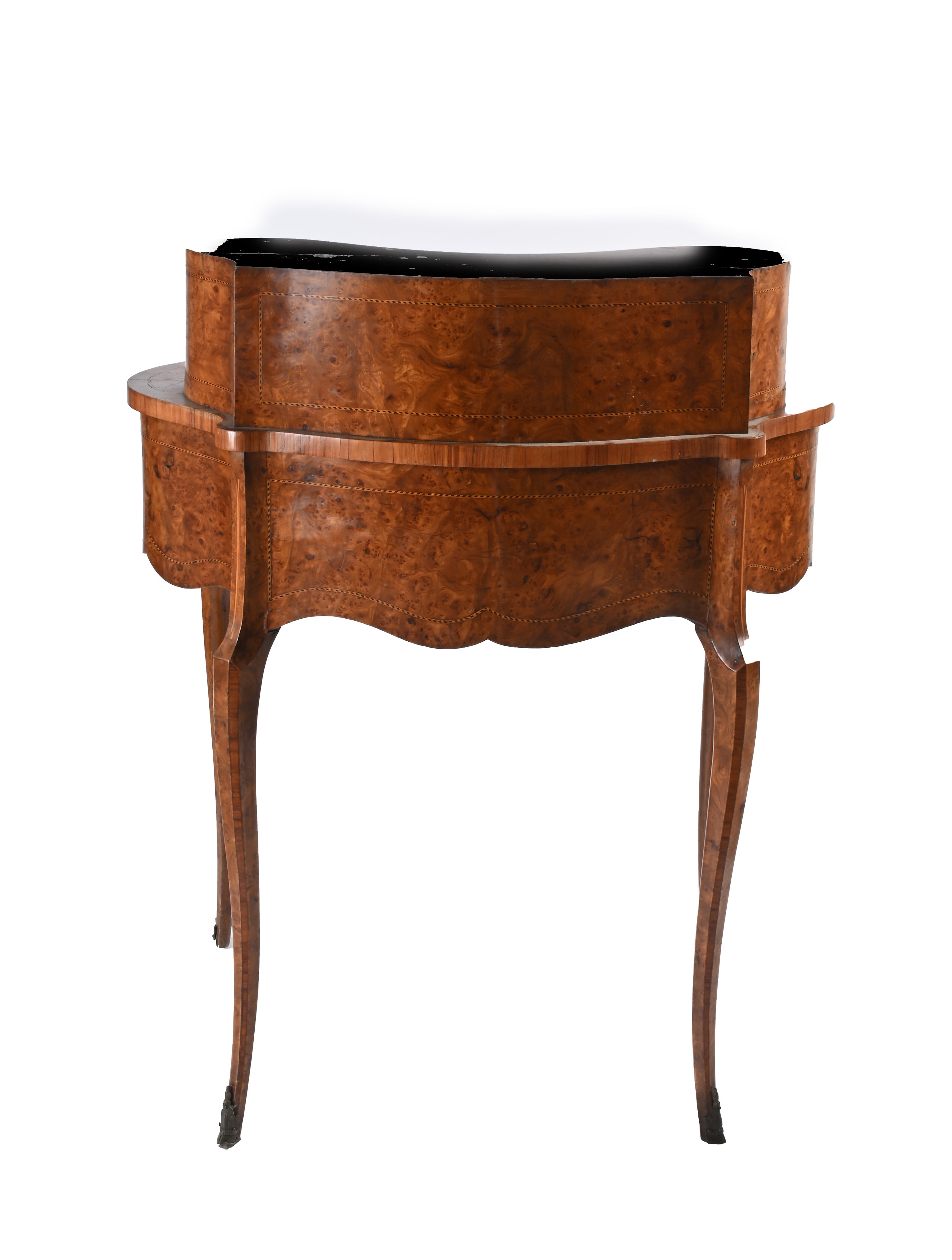 Piccolo scrittoio da centro in radica, fine XIX/inizio XX secolo