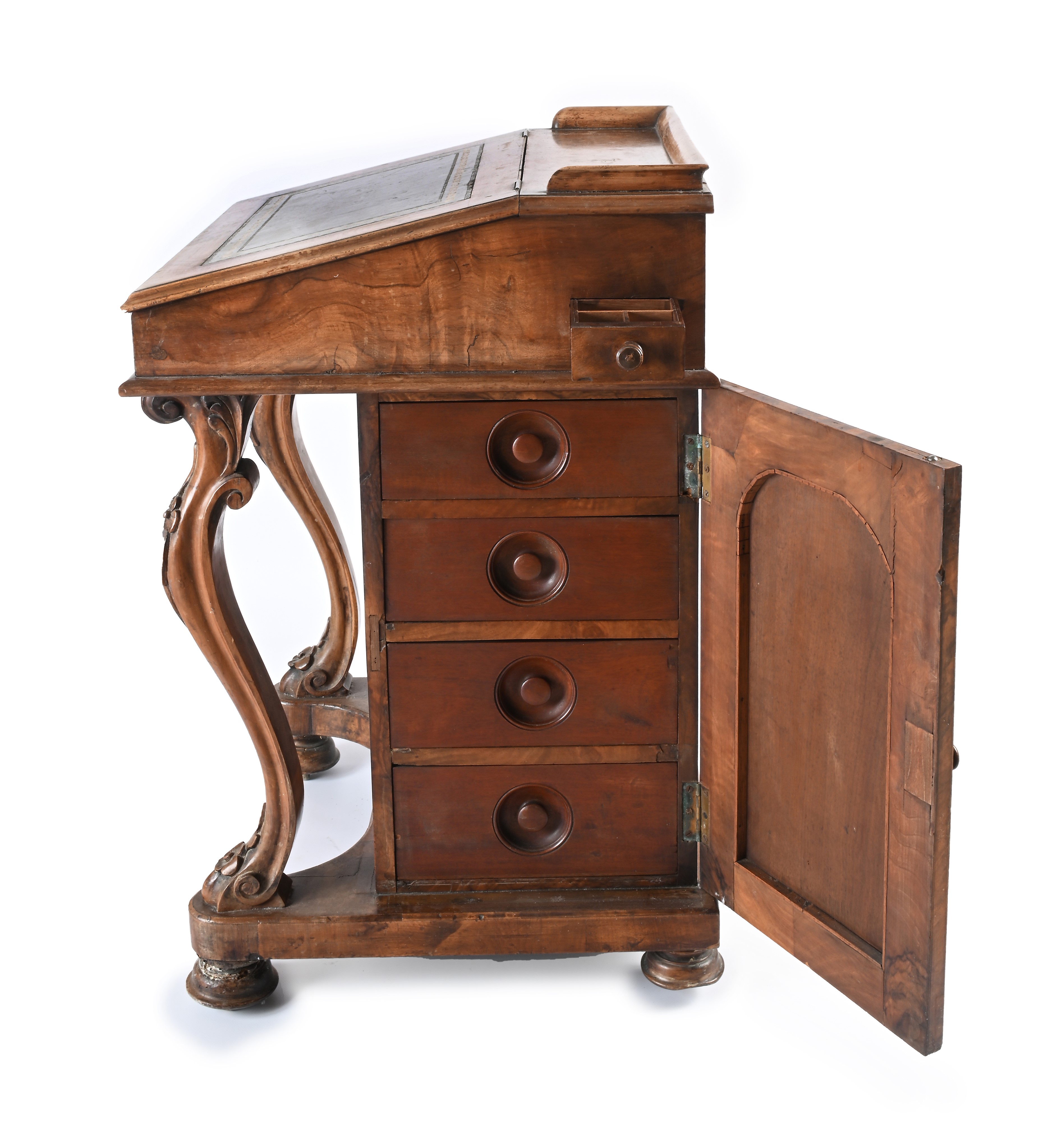 Scrittoio Davenport in radica, Inghilterra, fine XIX/inizi XX secolo