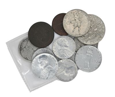 Carlino da 10 Grana 1685 in Argento Carlo II Regno di Napoli e Lotto Monete di Metallo Vile Pio X...