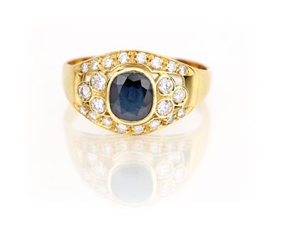 Anello in Oro Brillanti e Zaffiro