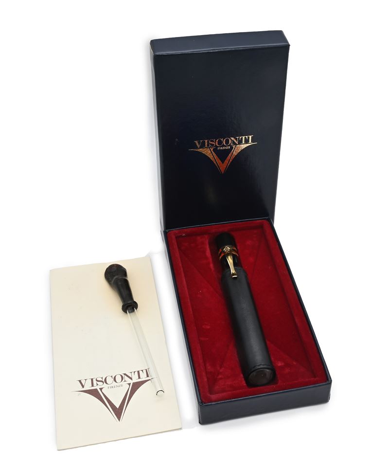Visconti - Calamaio da Viaggio in Resina Nera e Particolari Dorati (per Penna Stilografica)
