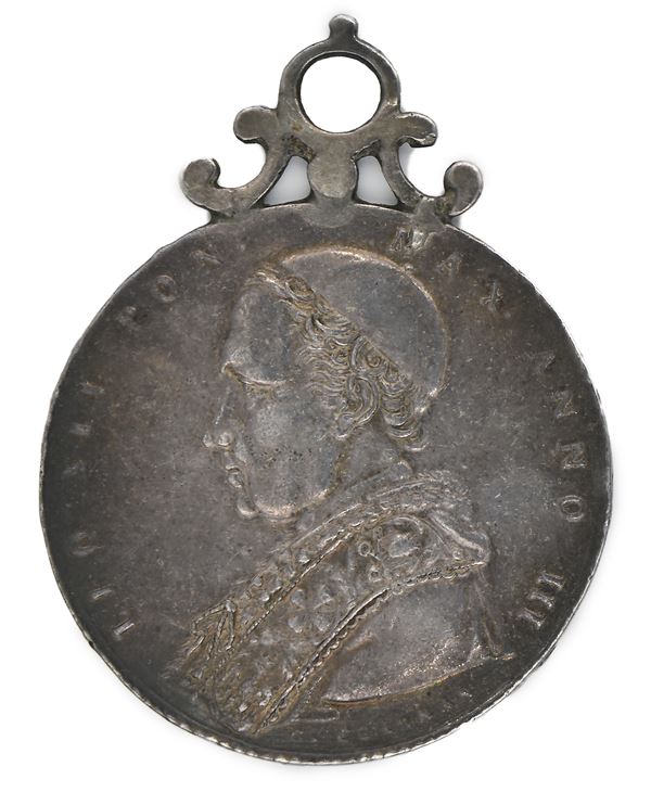 Scudo del III° Tipo 1926 R Anno III Leone XII Stato Pontificio. Con appiccagnolo d'epoca