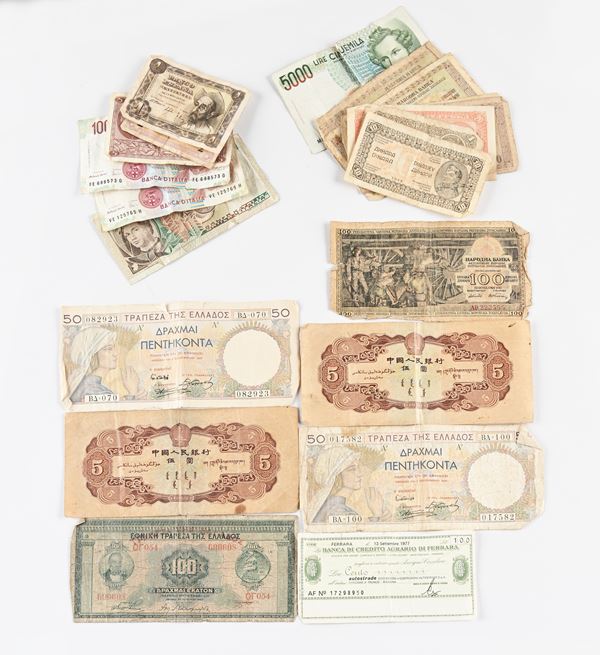 Lotto cartamoneta italiana ed estera