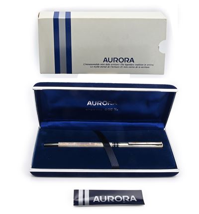 Aurora Marco Polo - Penna a Sfera in Argento 925/000 e Smalto Blu