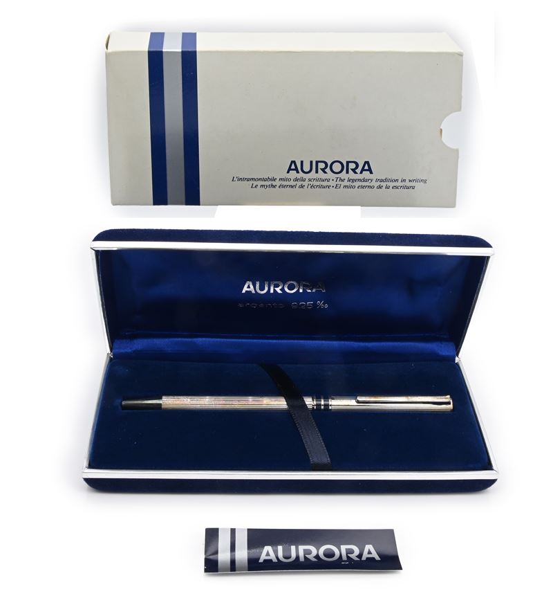 Aurora Marco Polo - Penna a Sfera in Argento 925/000 e Smalto Blu