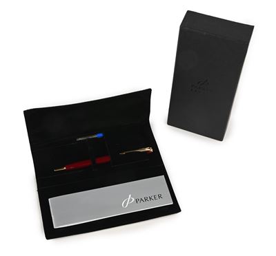 Parker Sonnet n.III - Penna a Sfera in Metallo Placcato Oro e Lacca Rossa