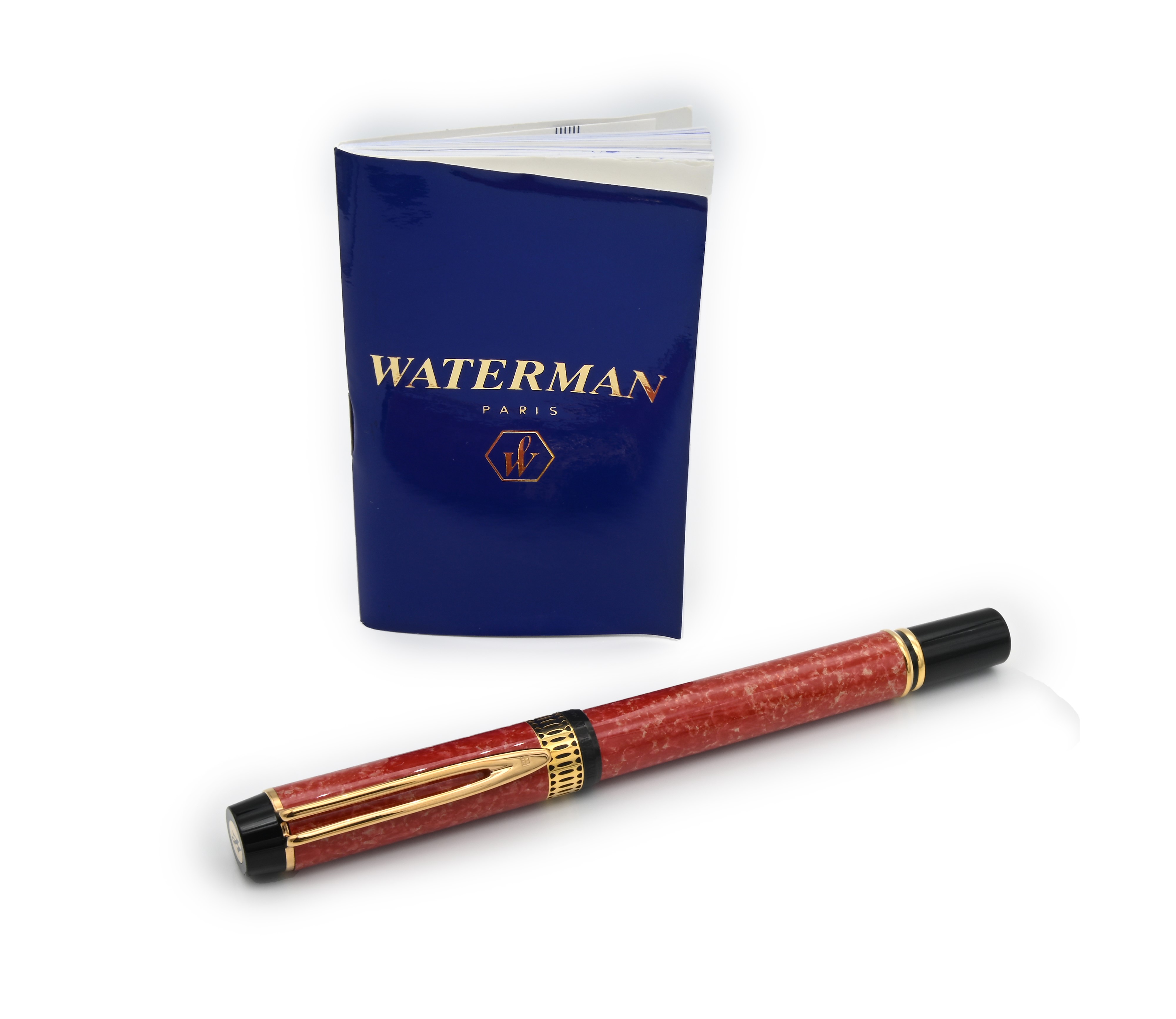 Waterman Ideal Man 100 Patrician Rosso Corallo - Penna Stilografica in Vernice Marmorizzata e Met...