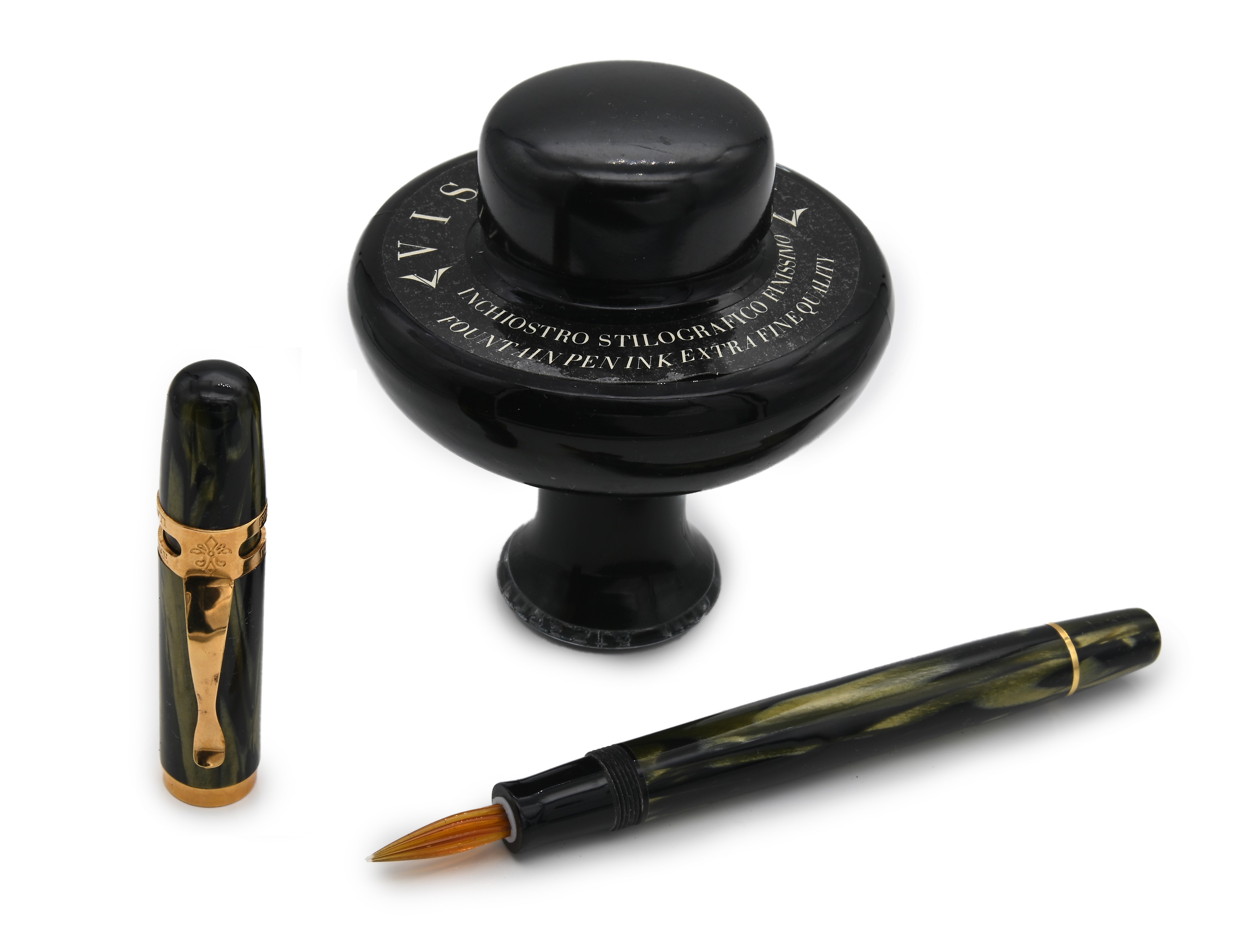 Visconti Ragtime Glass Nib - Penna in Celluloide con Particolari Dorati e Pennino di Vetro