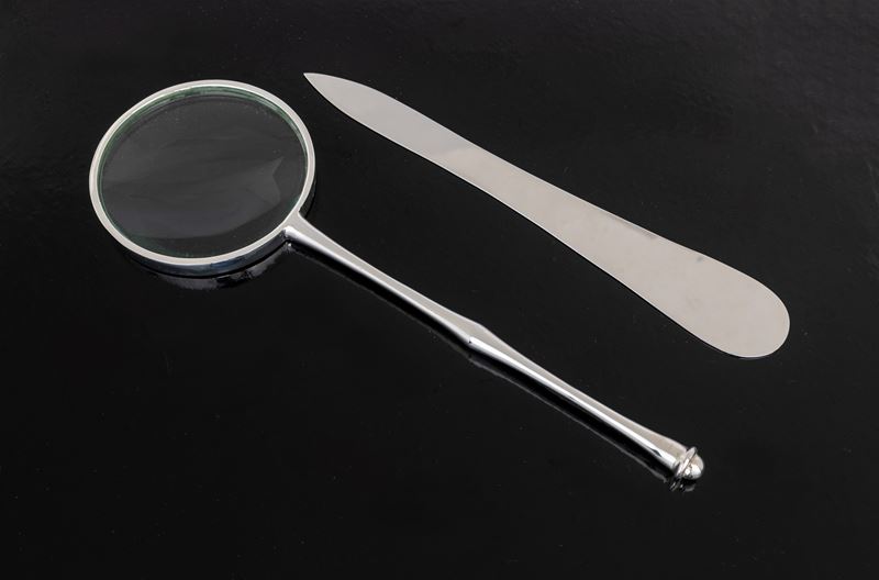 Due Accessori da Scrivania in Argento 925/000