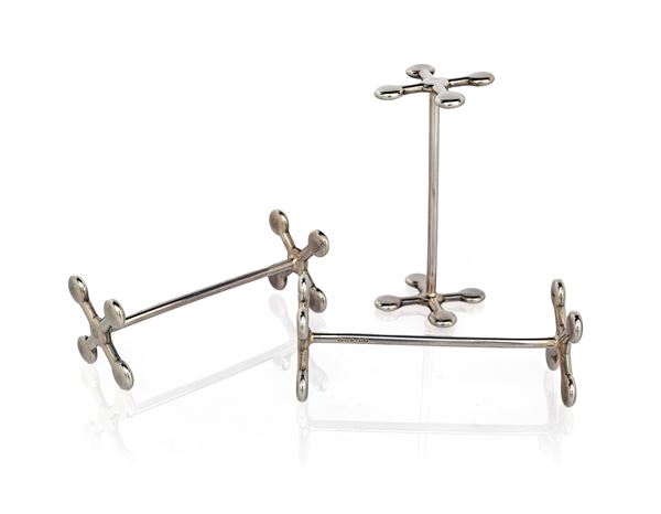 Tre poggiaposate da tavola in argento 925/000