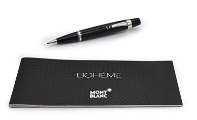 Montblanc Boheme - Penna a Sfera in Vernice con Particolari in Acciaio Rodiato e Pietra Nera