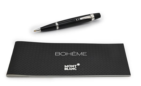 Montblanc Boheme - Penna a sfera in vernice con particolari in acciaio rodiato e pietra nera